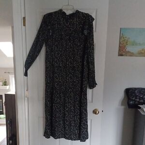Elegant Black Floral Women's Dress